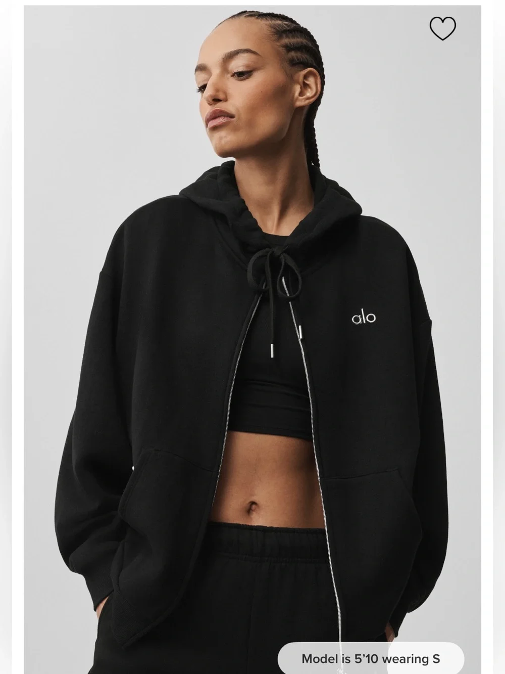 ALO Yoga Black Oversized Zip Hoodie